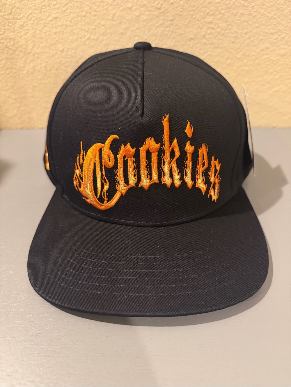 Cookies SF Black Snapback Hat NWT - Orange Flaming Gothic Script Logo - One Size